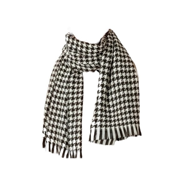 Time And Tru Black Stripe Houndstooth Blanket Wrap - Picture 2 of 10